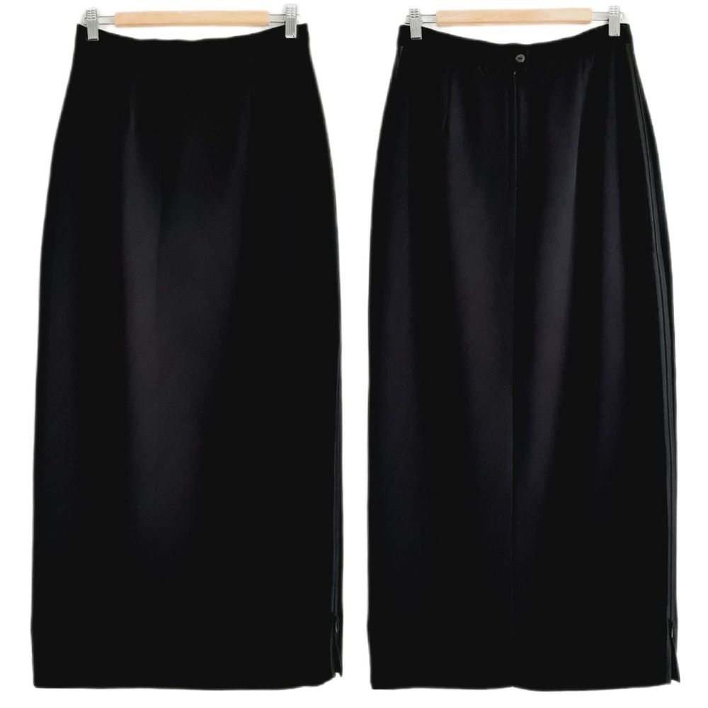 Joseph Ribkoff Black Maxi Pencilskirt With Satin Tuxedo Stripe Sz.10